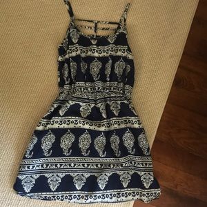 Blue and white silk summer dress